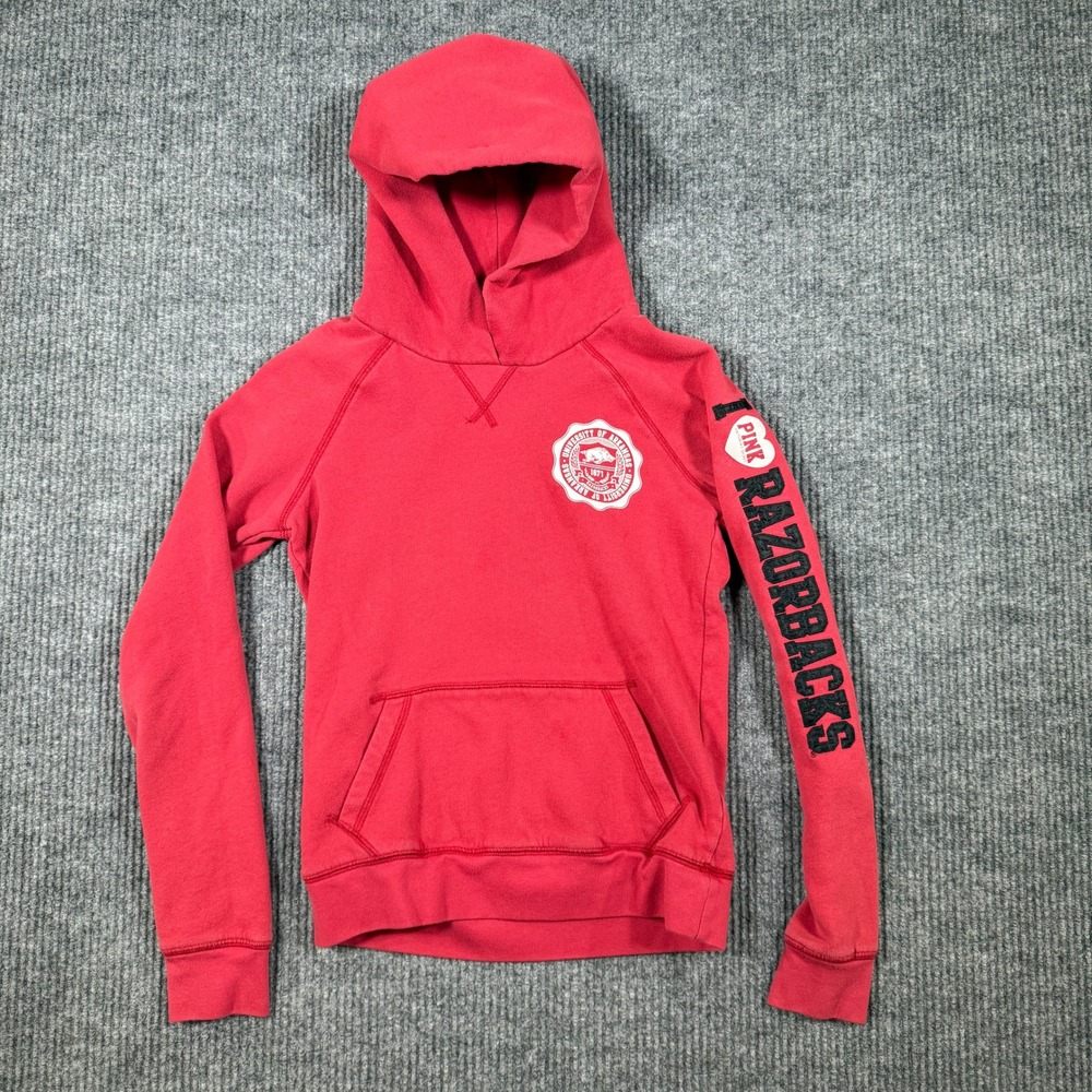 PINK Victorias Secret Arkansas Razorbacks Red Hoodie Pullover Small 2901